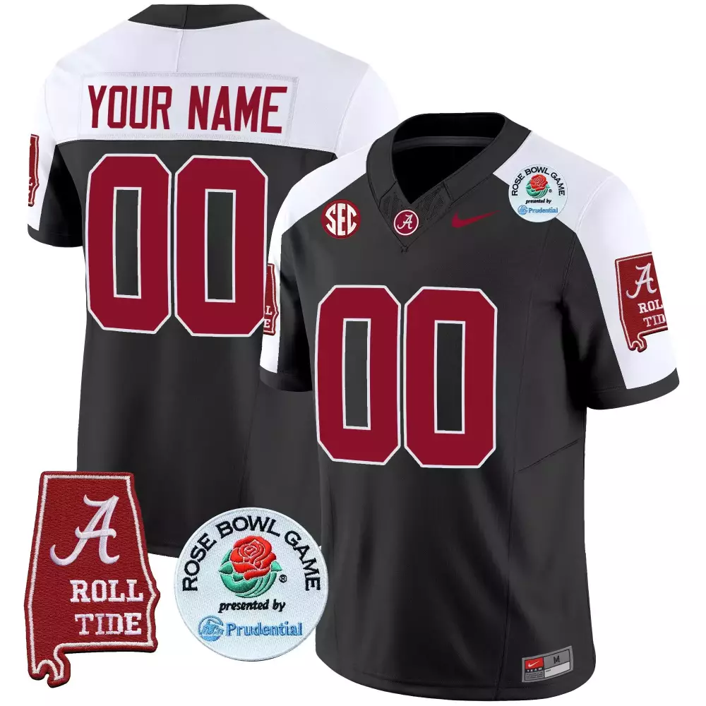 Custom Alabama Crimson Tide Jersey Gray Rose Bowl Game Men Split Design White Alternate