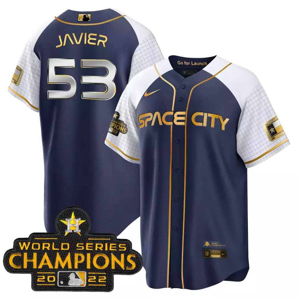 Javier Space 53 City Jersey Navy World Series Champions 2022 Houston Astros Star