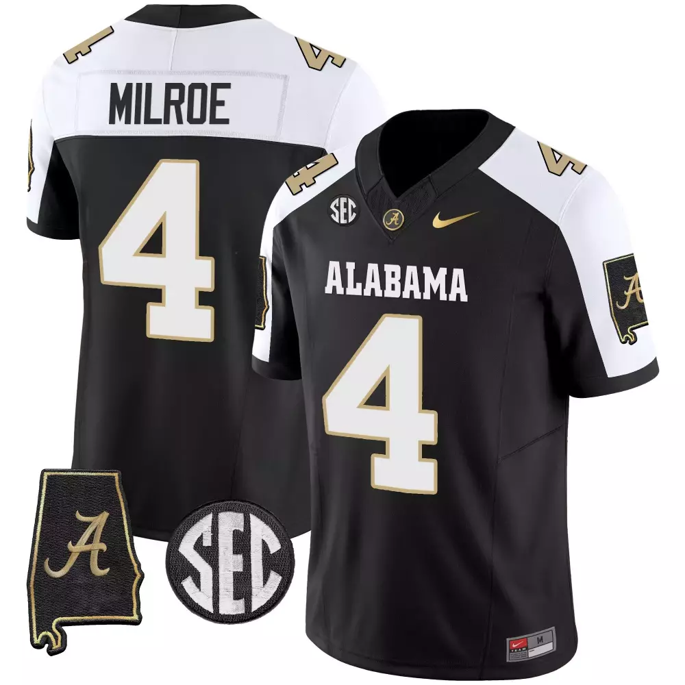 Jalen Milroe 4 Alabama Jersey Black National Championship Men White Gold Alternate