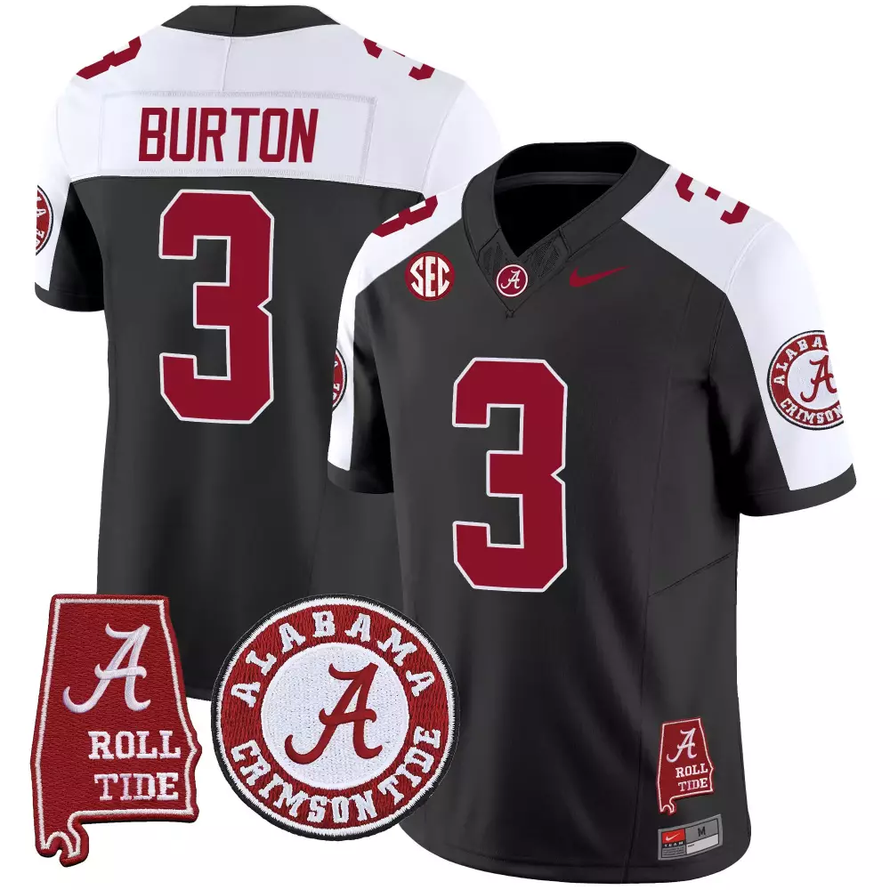 Jermaine Burton 3 Jersey Black Ncaa Alabama Crimson Tide Roll Men White Alternate