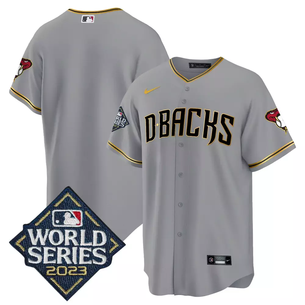 Arizona Diamondbacks Jersey Gray World Series 2023 Men Black Gold All Stitched Vapor