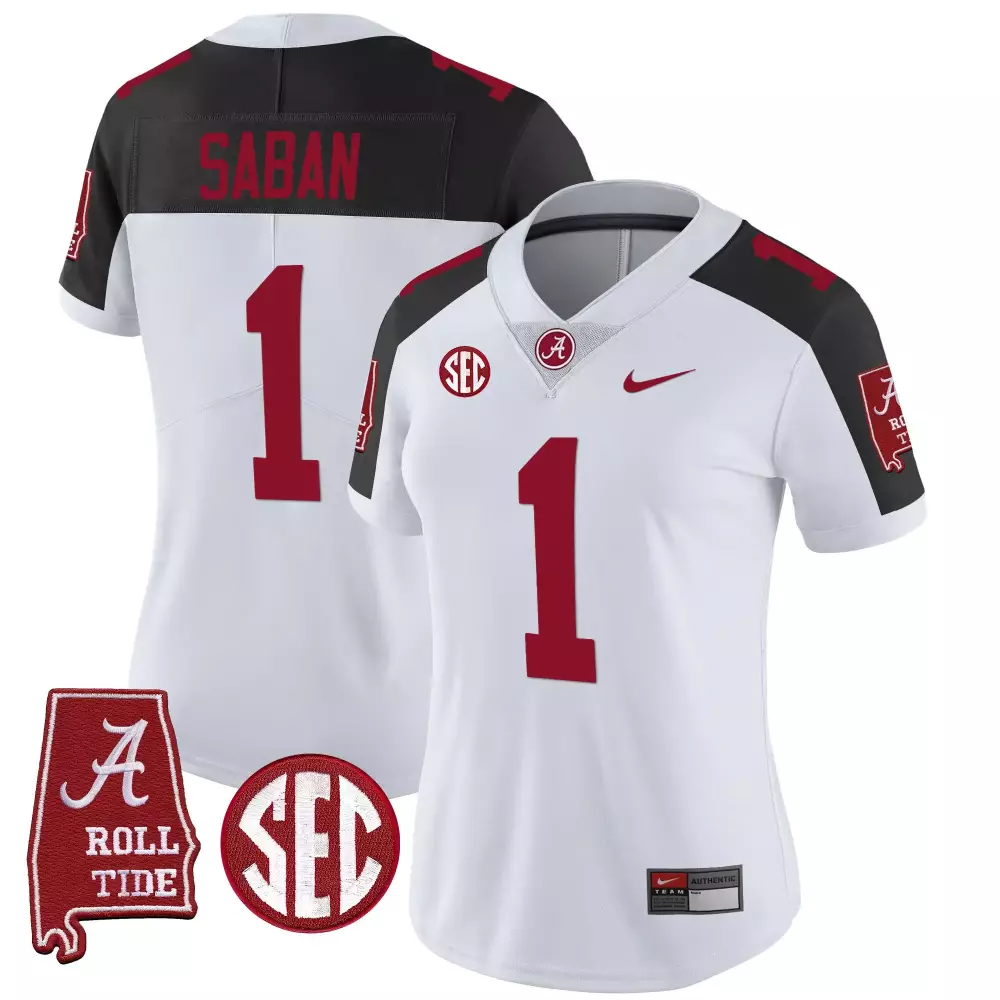 Nick Saban 1 Alabama Jersey White "a" Roll Tide Men Crimson Black Vapor Limited All