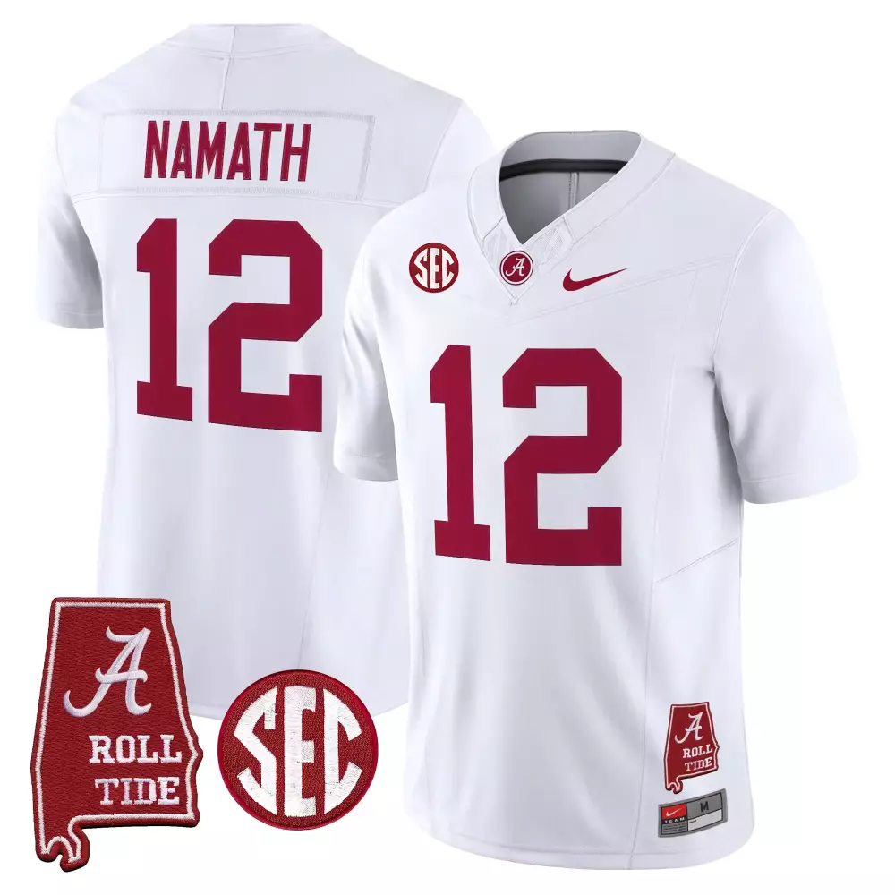 Namath SEC 12 Jersey White Alabama Crimson Tide Men Vapor Stitched