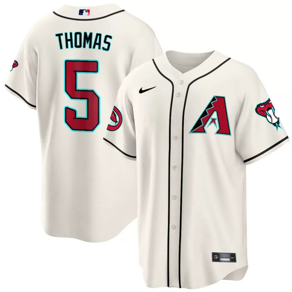 Alek Thomas 5 Jersey Cream Arizona Diamondbacks Men Black Teal Red Cool Base All