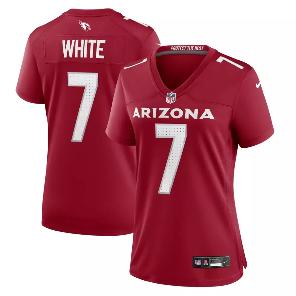 White 7 Arizona Cardinals Jersey Cardinal Red Women Official Game