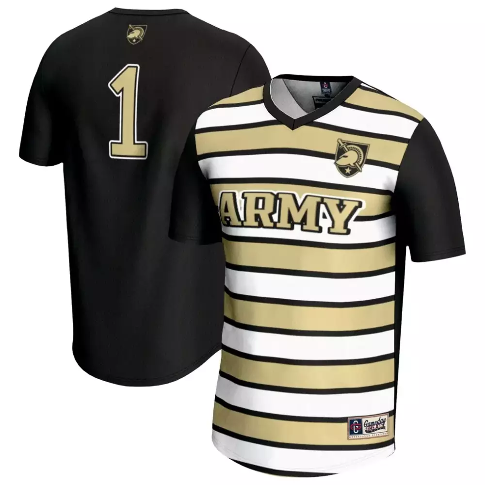 Custom Army 1 Jersey Black Split Design Gold White Gameday Unisex Fashion