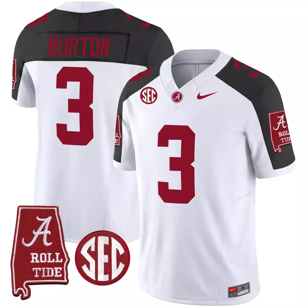 Jermaine Burton 3 Jersey White Alabama Crimson Tide Roll Men Black Vapor Limited