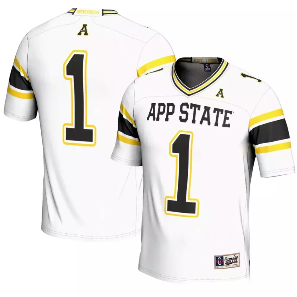 App State 1 Jersey White Appalachian Mountaineers Gameday Greats Men Black Yellow