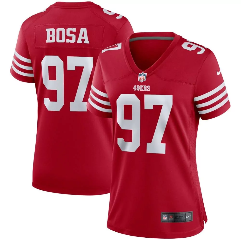 Nick Bosa 97 49ERS Jersey Red Women White Game