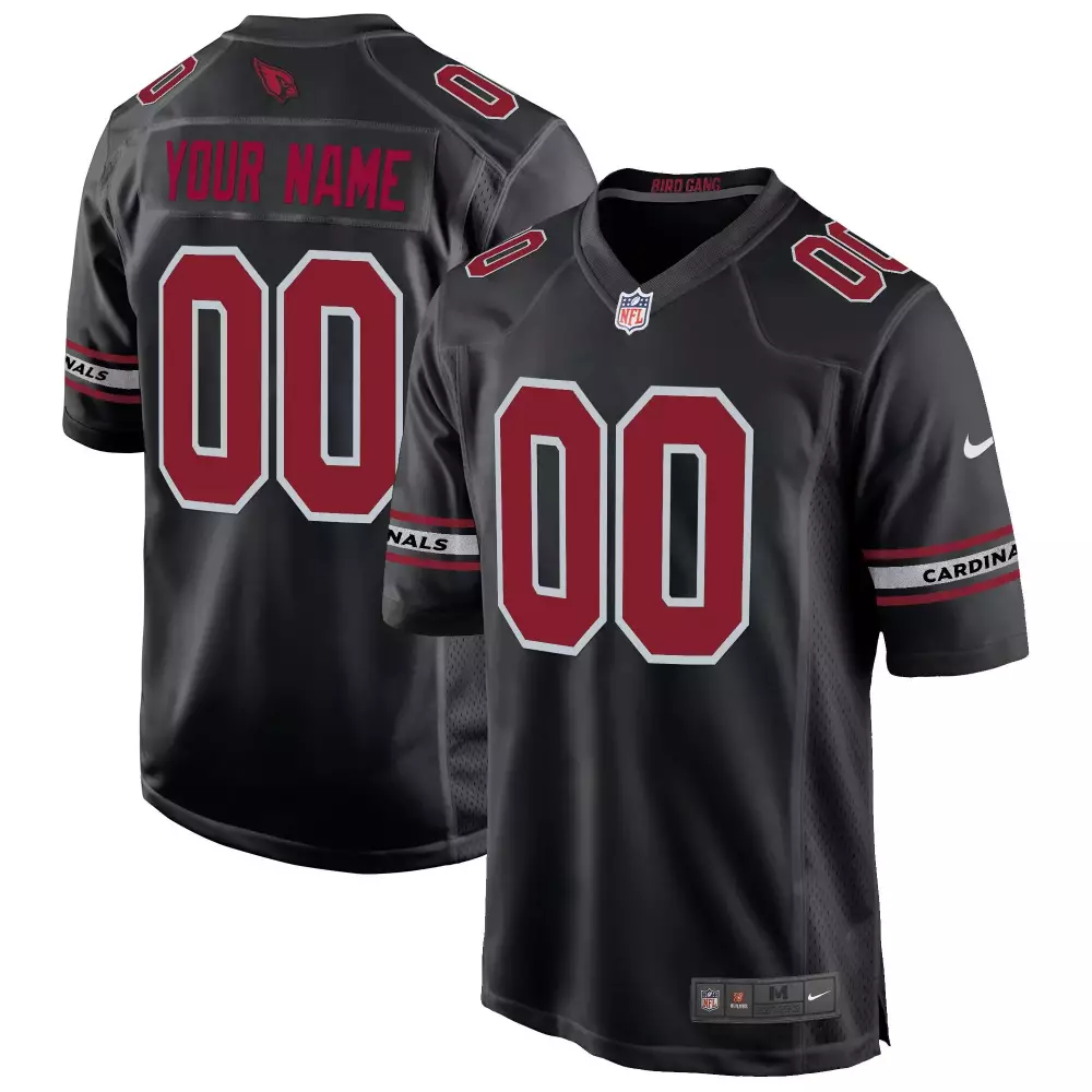 Custom Arizona Cardinals Jersey Black Men Cardinal Red White Game All Stitched