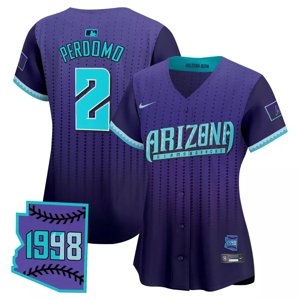Geraldo Perdomo 2 Jersey Purple 1998 Arizona Diamondbacks State Shape Women Alternate