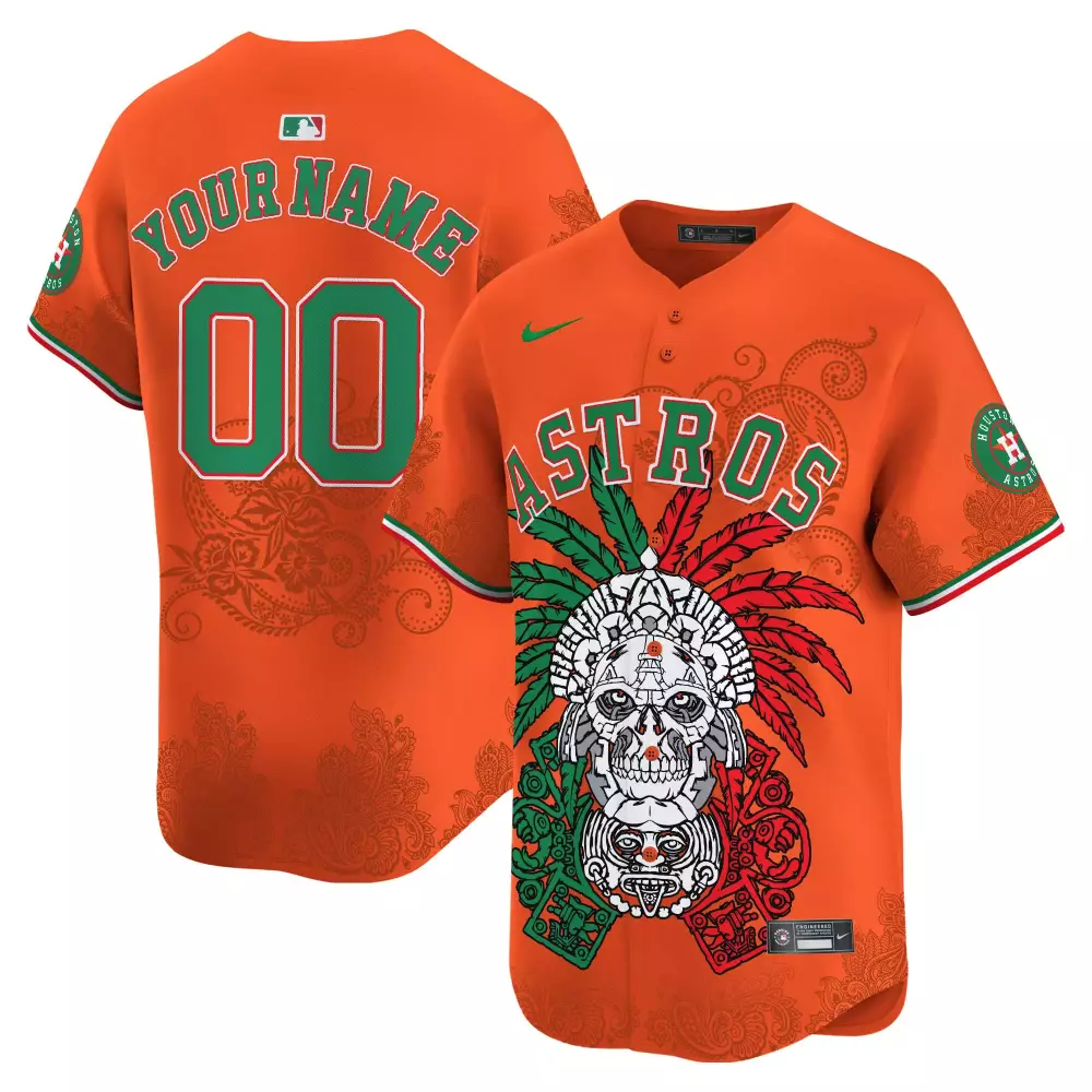 Custom Astros Jersey Orange Houston Design Green White All Stitched Vapor