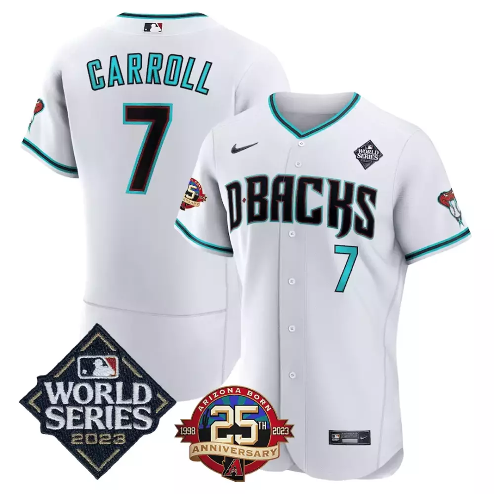 Corbin Carroll 7 Jersey White World Series Arizona Diamondbacks 2023 Men MLB Teal