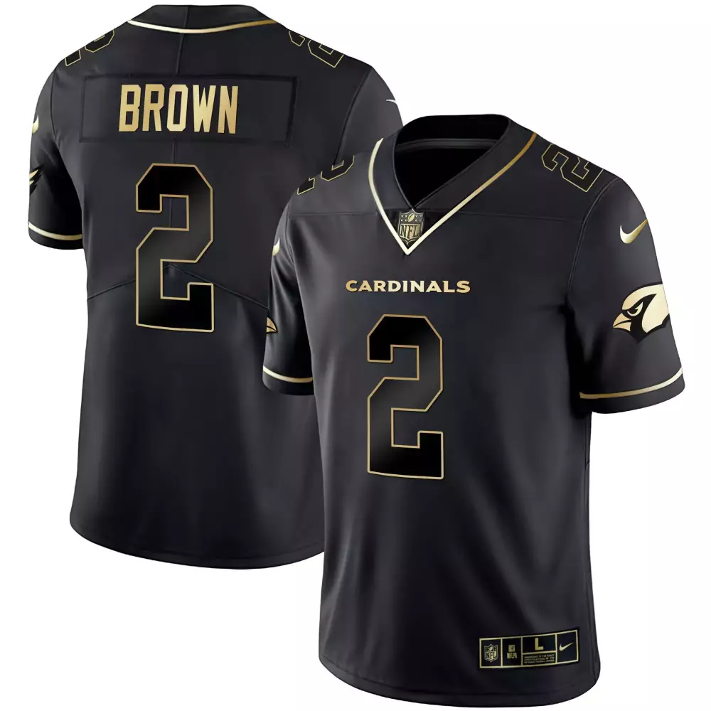Elliott Brown 2 Arizona Cardinals Jersey Black Men Gold Stitched