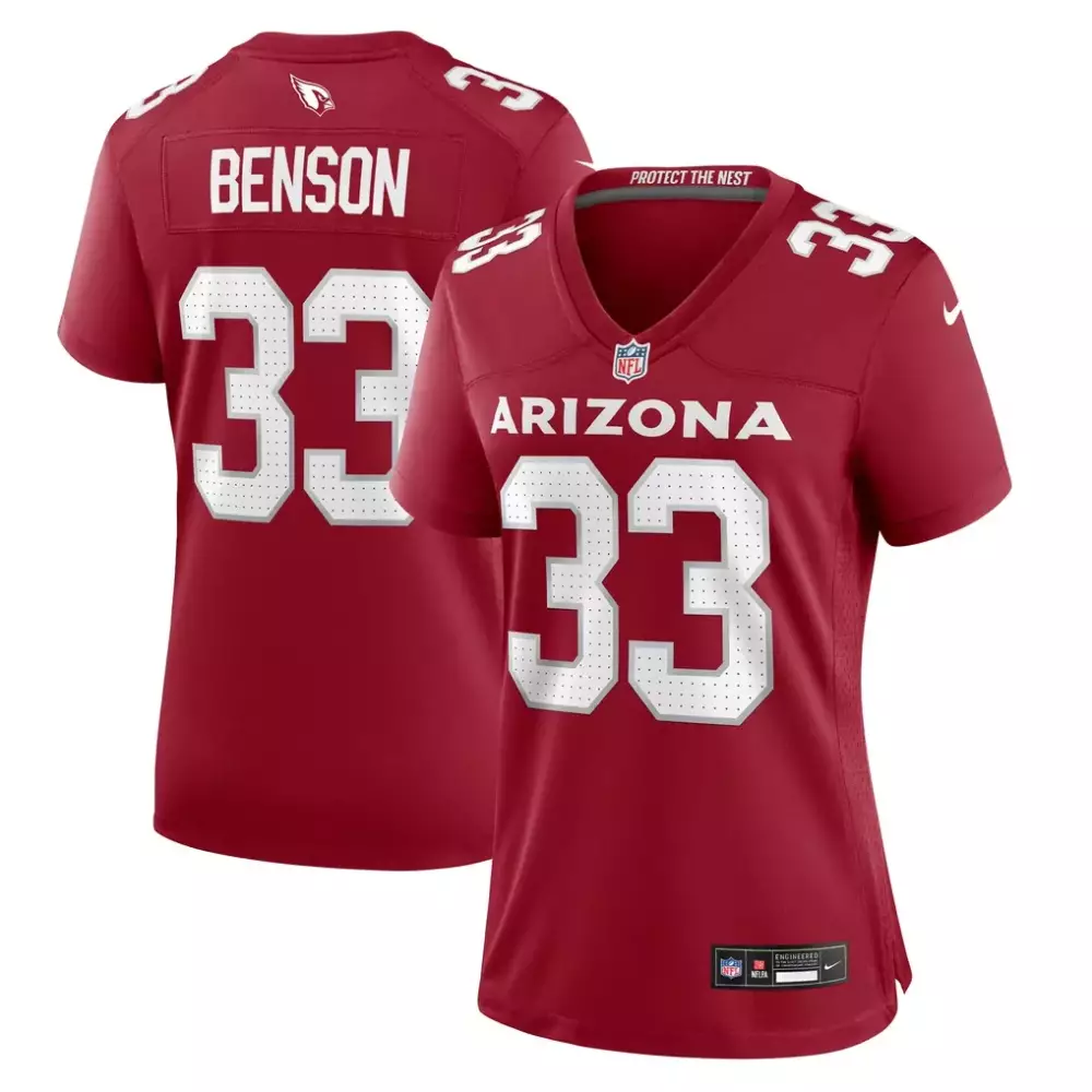 Trey Benson 33 Arizona Cardinals Jersey Maroon Women Player White Game