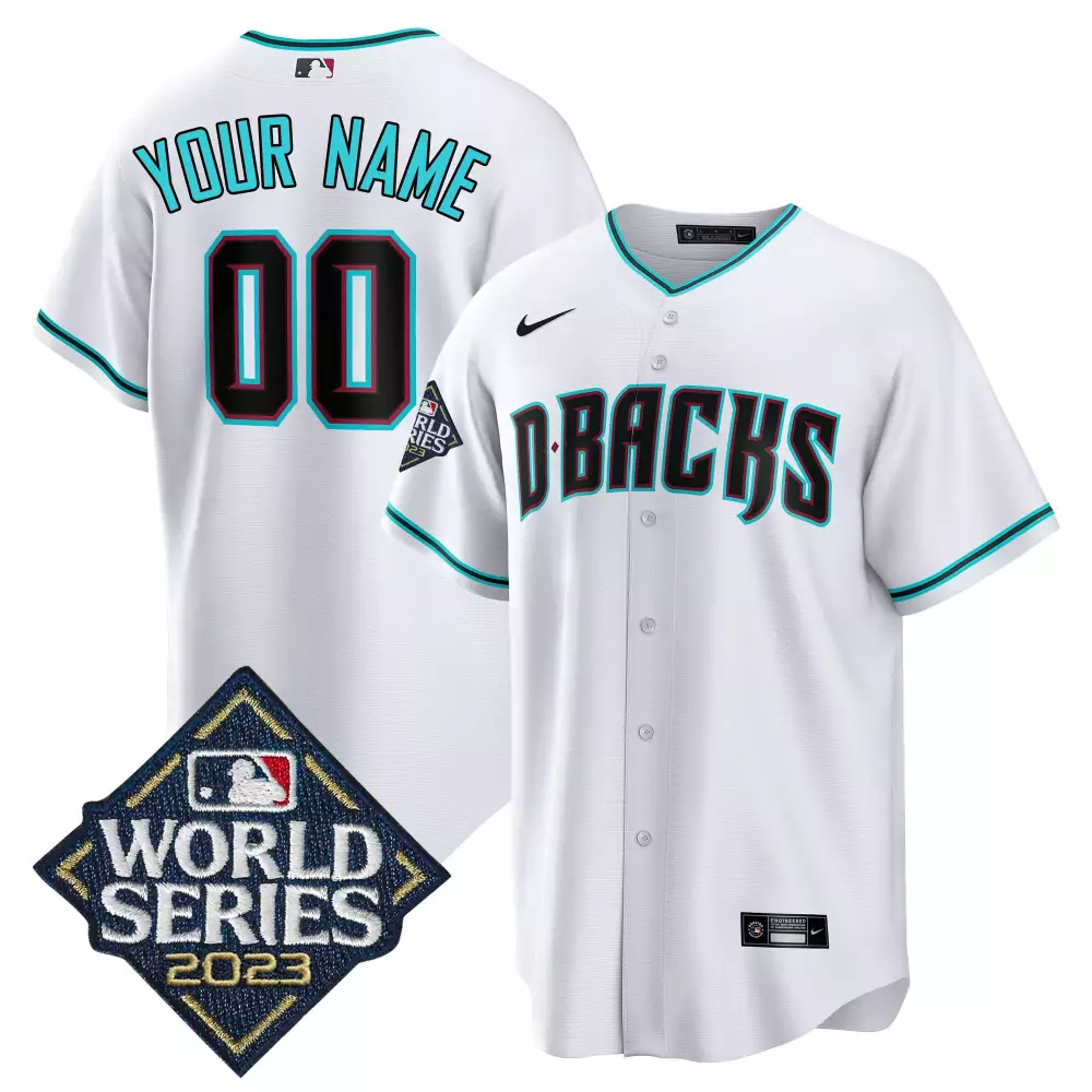 Custom D-backs Jersey White World Series 2023 Men Black Teal Cool All Stitched