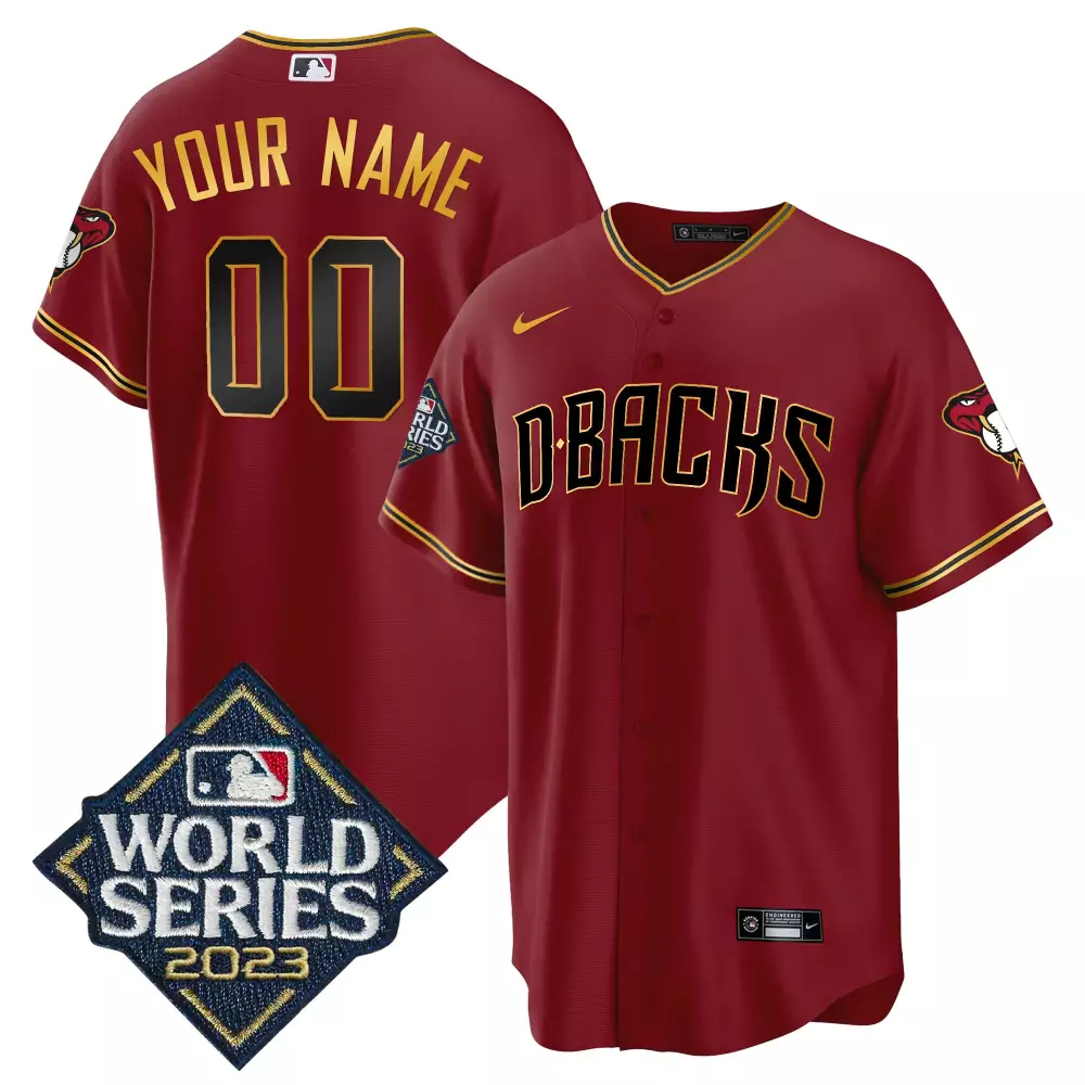 Custom Arizona Diamondbacks Jersey Maroon World Series 2023 Men Gold Black All Stitched
