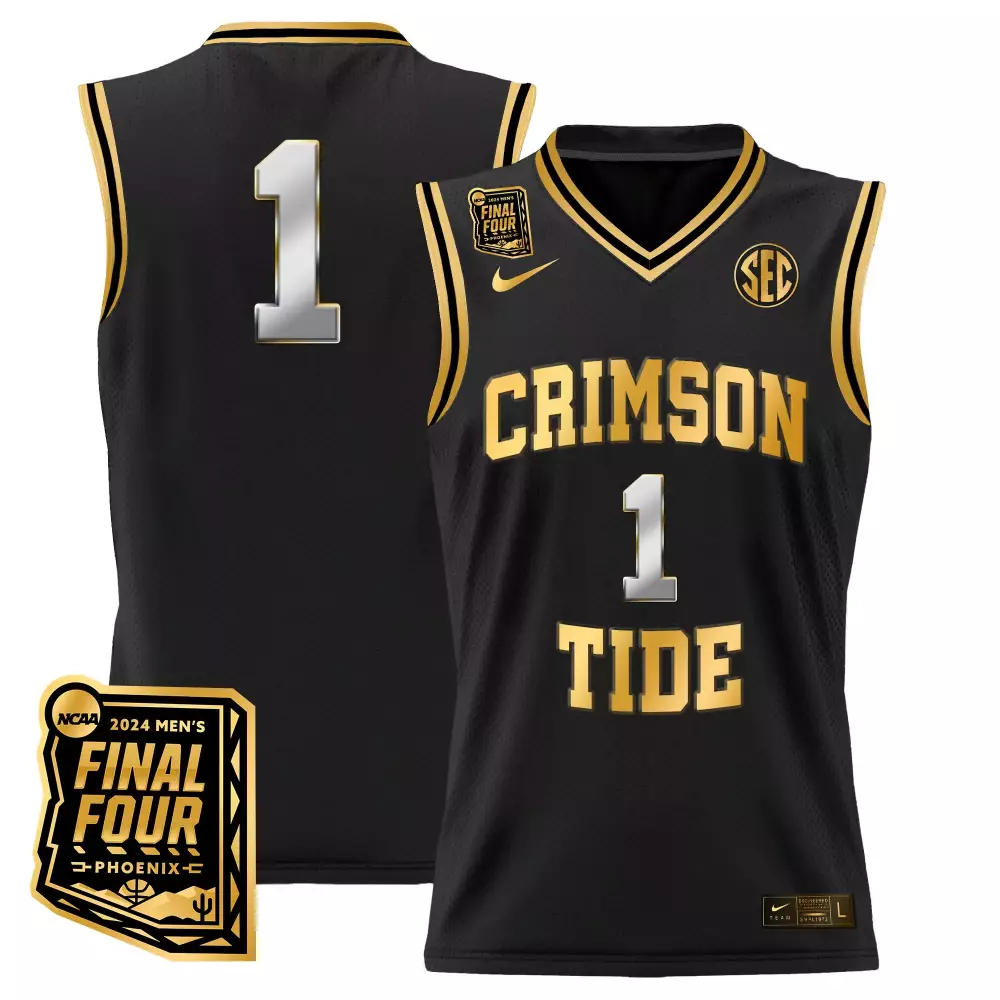 Final Four 1 Crimson Tide Jersey Black 2024 Men's Phoenix Men Gold Silver All Stitched
