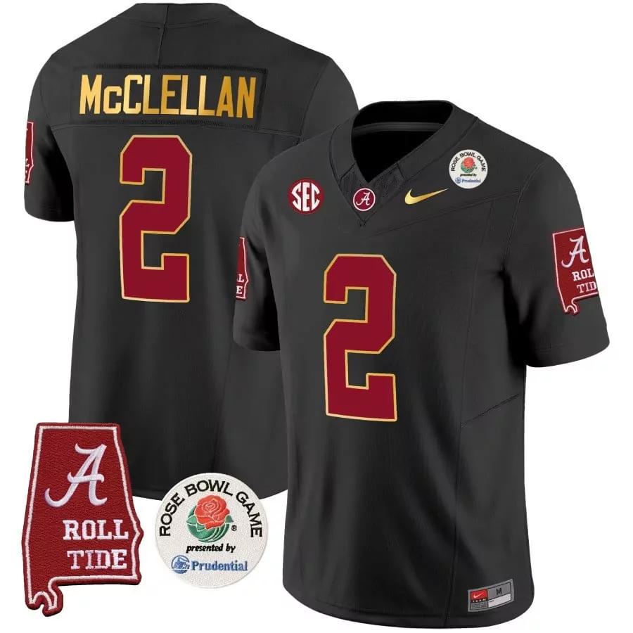 Jase Mcclellan 2 Jersey Black Rose Bowl Game Alabama Crimson Tide Roll Men Gold Vapor