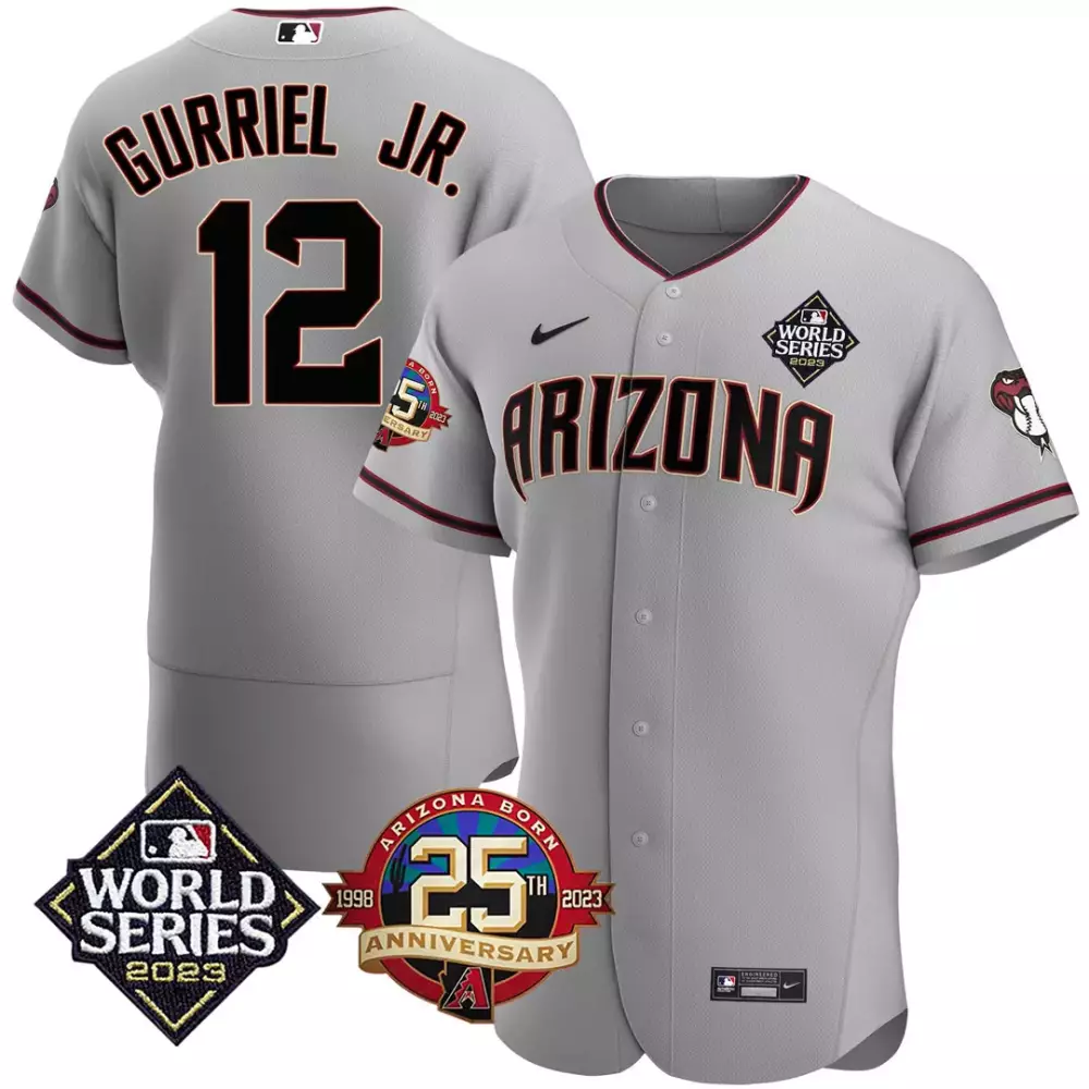 Gurriel Jr. 12 Jersey Gray World Series Arizona Diamondbacks 2023 25th Anniversary 1998-2023