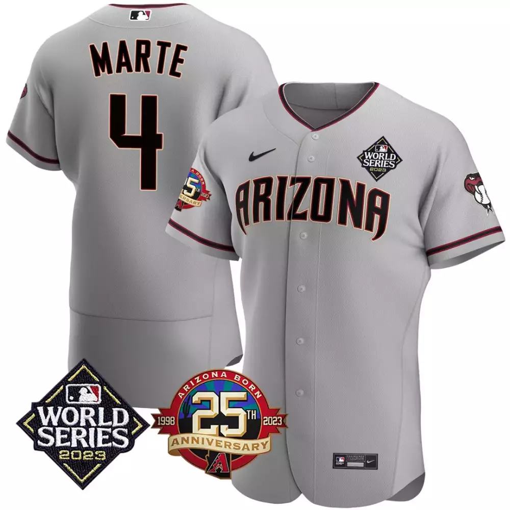 Ketel Marte 4 Jersey Gray World Series Arizona Diamondbacks 2023 Men Black Maroon