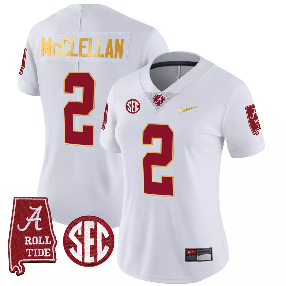 Jase Mcclellan 2 Alabama Jersey White Roll Tide Women Crimson Red Vapor All Stitched