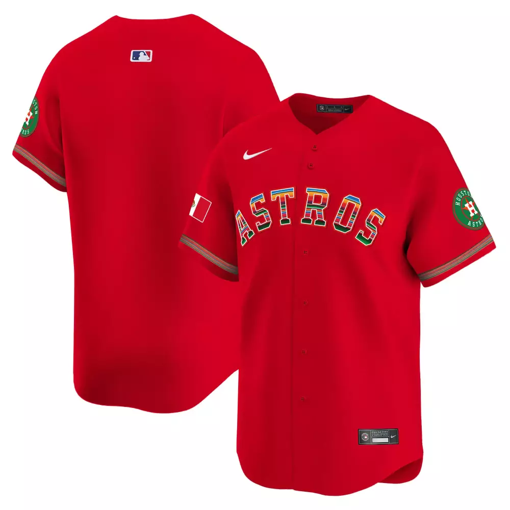 Alex 2 Astros Jersey Red City Connect Mexico Flag Houston Team Men Split Design Green
