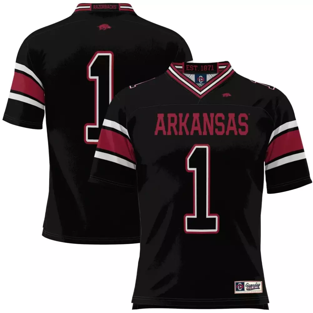 Arkansas Razorbacks 1 Jersey Black Men Maroon White Gameday