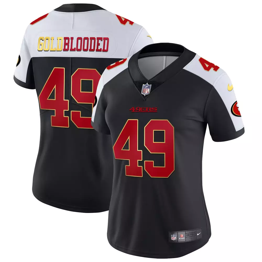 Gold Blooded 49 49ers Jersey Black Women Alternate Split Design Red White All Stitched