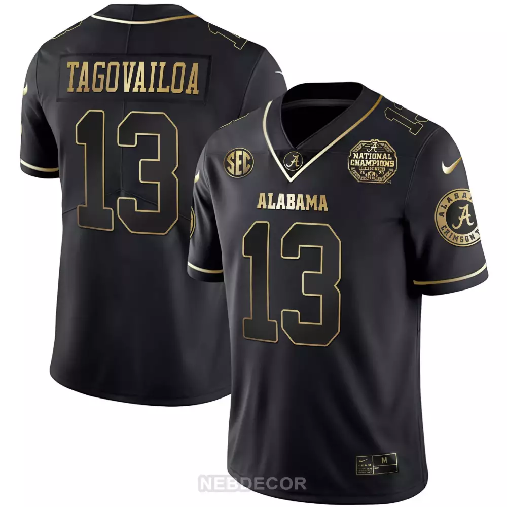 Tua Tagovailoa 13 Jersey Black National Championship Alabama Crimson Tide Champions 2020