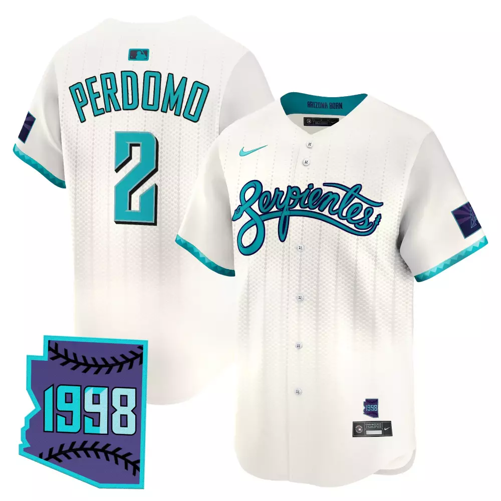 Geraldo Perdomo 2 Jersey White Serpientes Arizona Diamondbacks Born 1998 Teal Purple