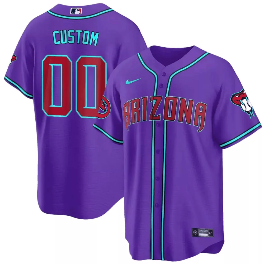 Custom Arizona Diamondbacks Jersey Purple Red Teal Cool Base v2 All Stitched