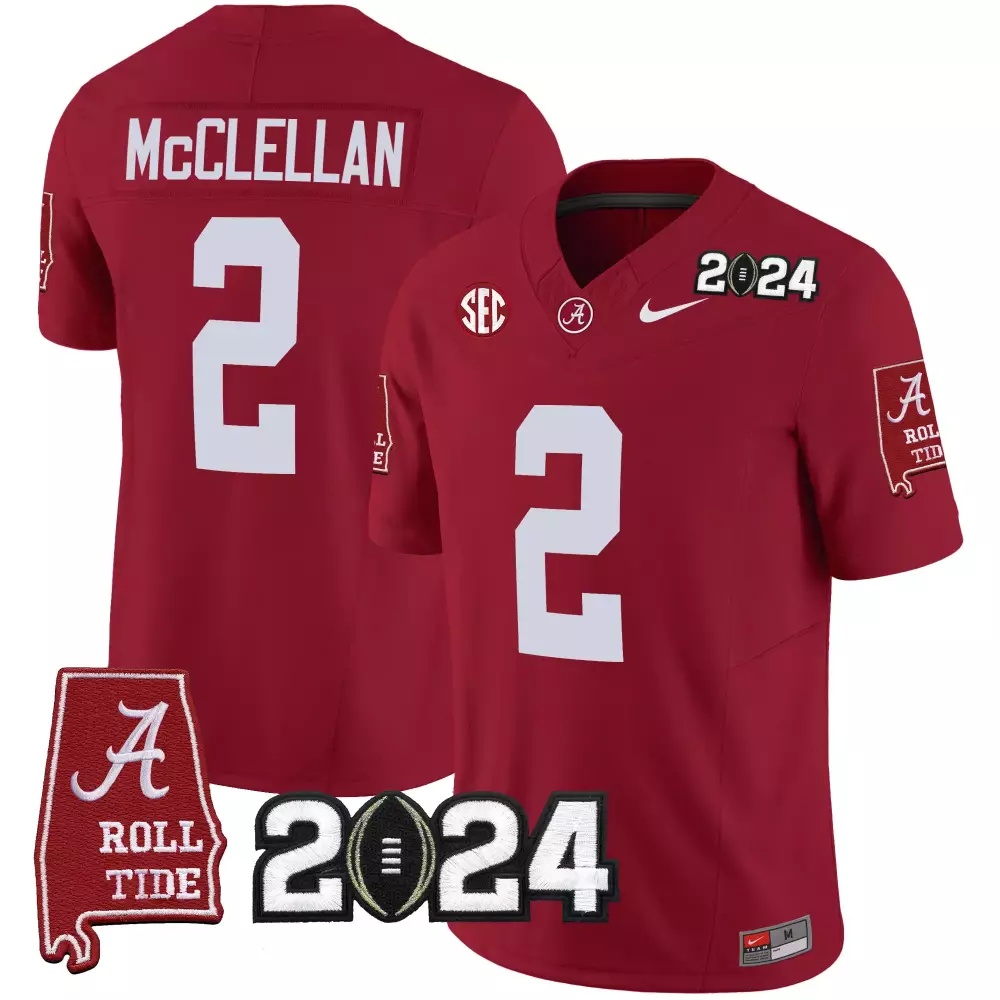 Jase Mcclellan 2 Jersey Crimson National Championship Alabama Tide Roll 2024 Men