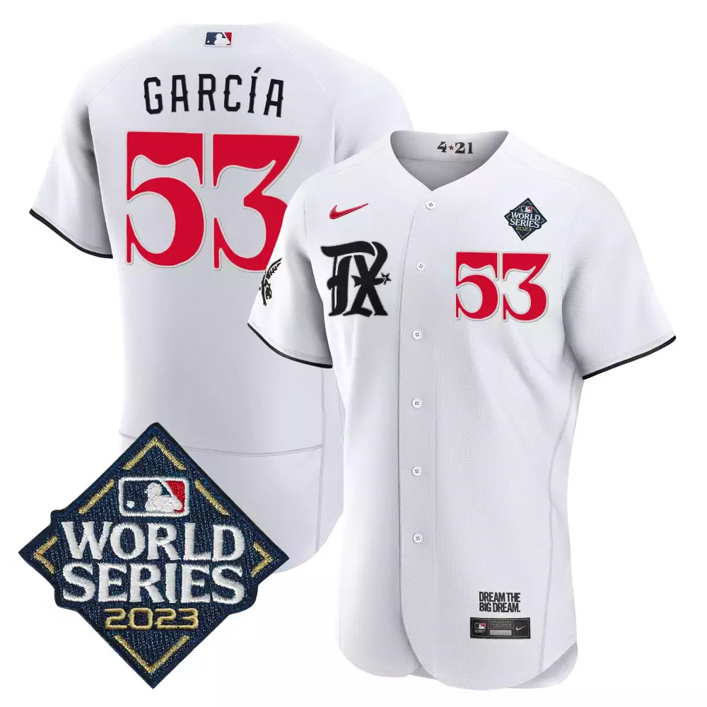 Adolis Garca 53 Texas Rangers Jersey White 2023 World Series Men Alternate Red Black