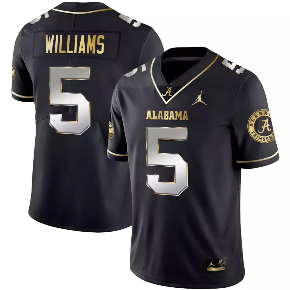 Jameson Williams 5 Jersey Black Alabama Crimson Tide Men Gold Silver Vapor All Stitched