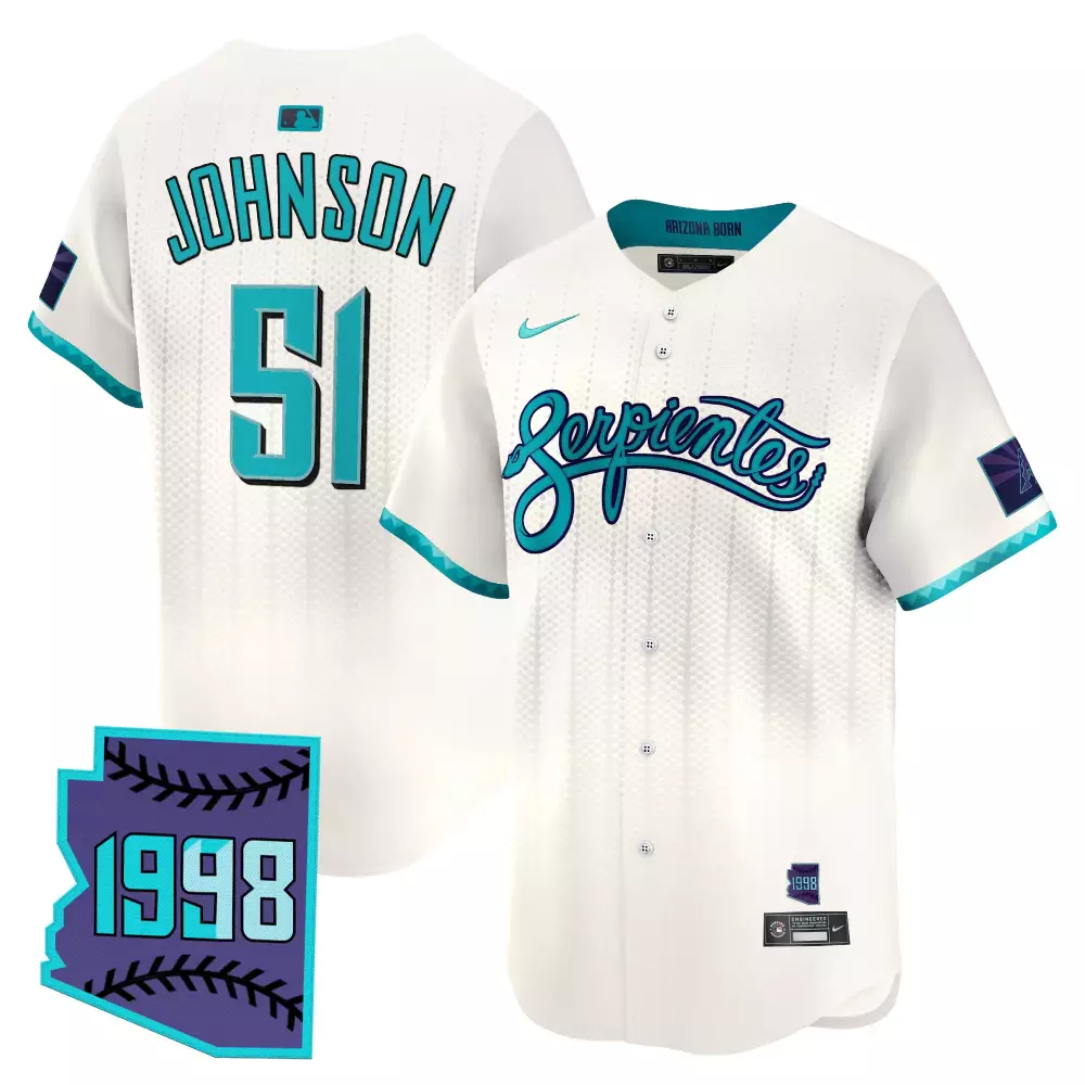 Randy Johnson 51 Jersey White City Connect Arizona Diamondbacks Born 1998 Custom Design