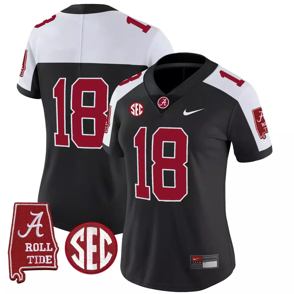 Custom Alabama Crimson Tide 18 Jersey Black 'a' Roll Women White Alternate Vapor