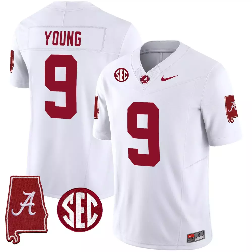 Bryce Young 9 Jersey White Alabama Crimson Tide State Outline Men Vapor Limited All