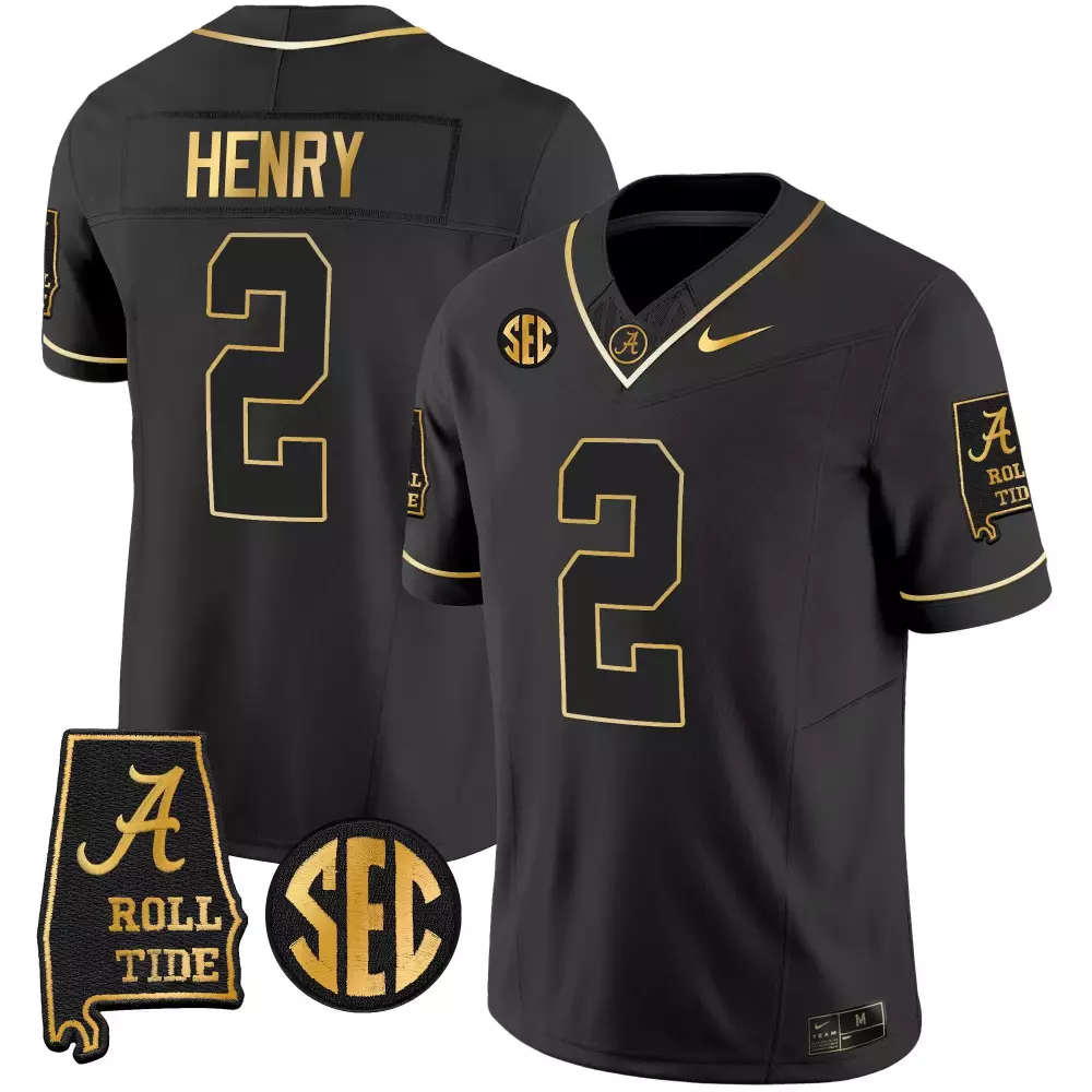 Derrick Henry 2 Jersey Black SEC Championship Alabama Crimson Tide Roll Men Gold