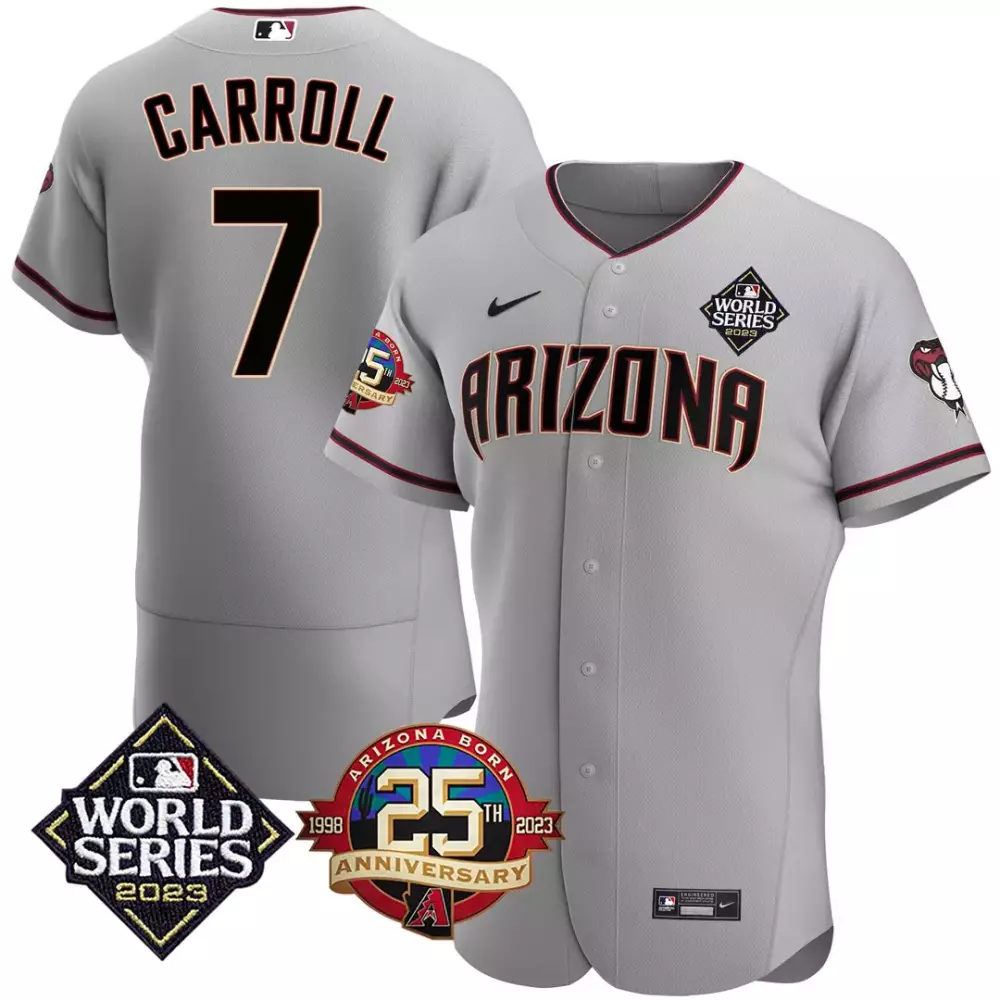 Corbin Carroll 7 Jersey Gray World Series Arizona Diamondbacks 2023 25th Anniversary 1998-2023
