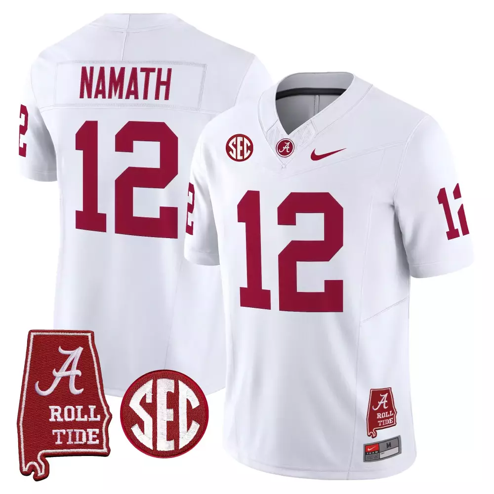 Namath SEC 12 Jersey White Alabama Crimson Tide Roll Men Stitched Vapor