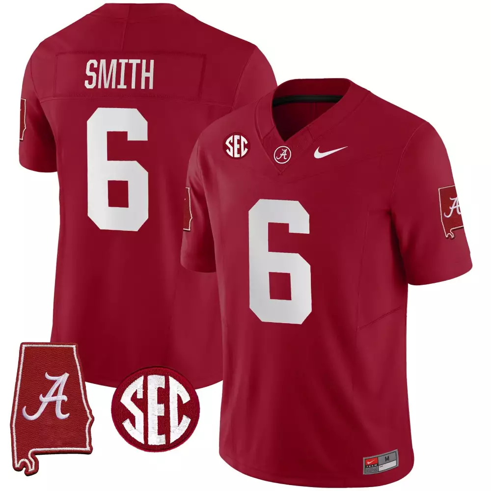 Devonta Smith 6 Jersey Crimson Alabama Tide State Outline 'a' Men White Vapor Limited