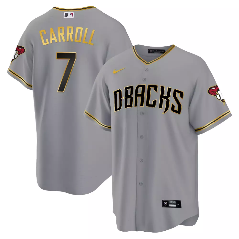 Corbin Carroll 7 Diamondbacks Jersey Gray Men Black Gold All Stitched