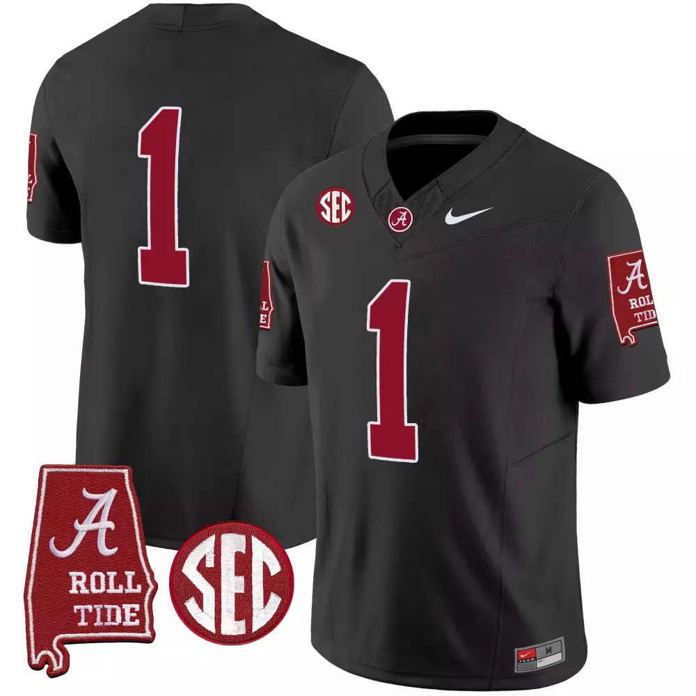 Unavailable 1 Jersey Black Ncaa Alabama Crimson Tide 2023 Men Vapor Limited v5 All