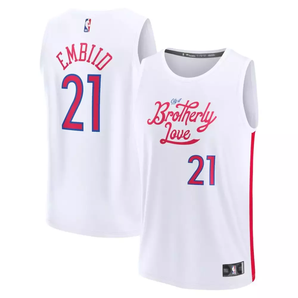 Joel Embiid 21 Philadelphia 76ers Jersey White Men Statement Red Blue