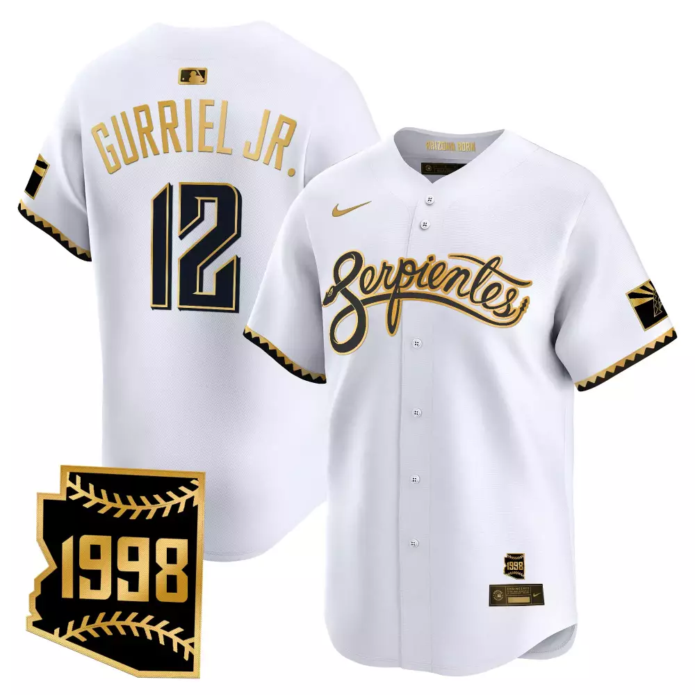 Gurriel Jr. 12 Jersey White Serpientes Arizona Diamondbacks Men Alternate Black Gold