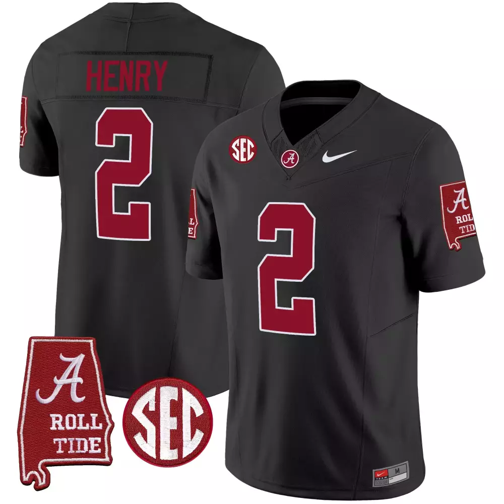 Derrick Henry 2 Jersey Black Alabama Crimson Tide State Roll Men Vapor Limited v3