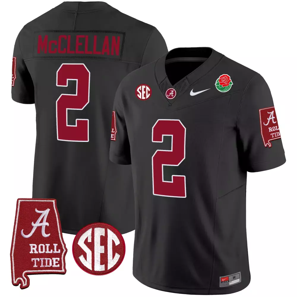 Jase Mcclellan 2 Jersey Black Rose Bowl Alabama Crimson Tide State Shape Men Vapor