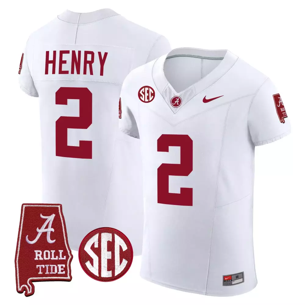 Derrick Henry 2 Alabama Jersey White Roll Tide Men Crimson Vapor Elite All Stitched