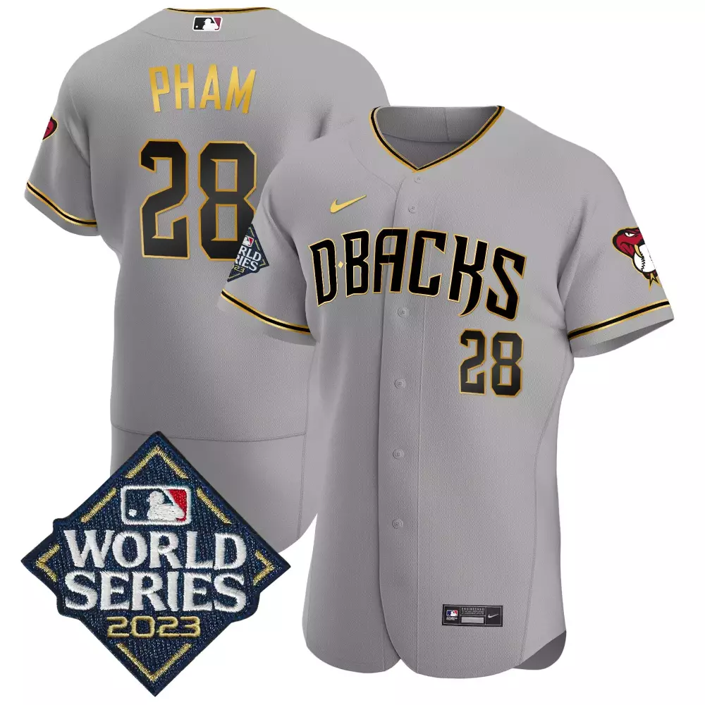 Tommy Pham 28 Jersey Gray World Series 2023 Arizona Diamondbacks Men Black Gold All